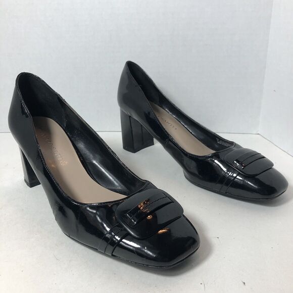 Franco Sarto Shoes - Franco Sarto Heels Womens Size 9 Waldo Black Block Pumps B4520S1002 Slip On B2
